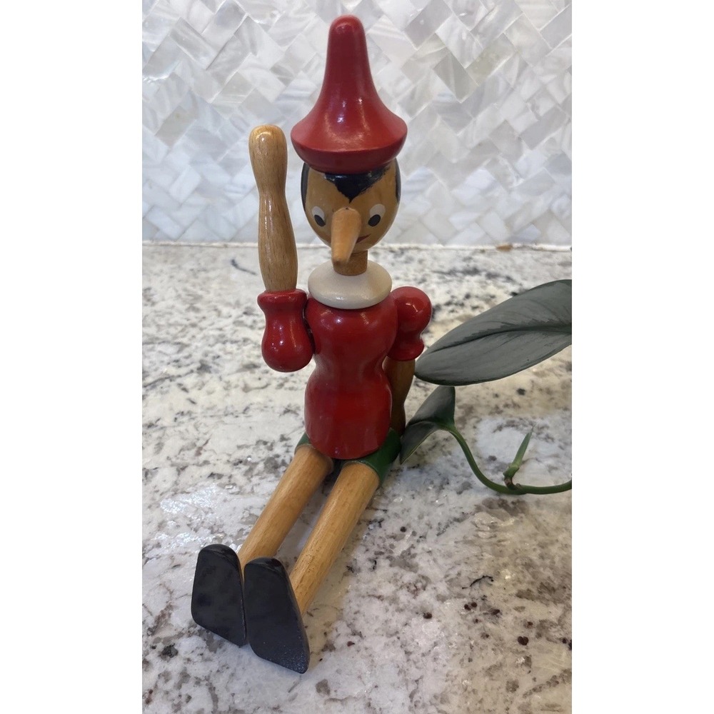 Vintage Pinocchio Jointed Articulated Doll Wooden Decor fairytales Geppetto - Picture 11 of 16